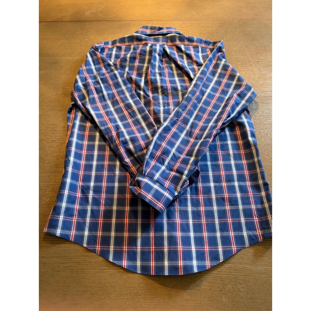 Brooks Brothers Mens L Blue Red Plaid Supima Cotton Button Down Long Sleeve - Picture 9 of 10